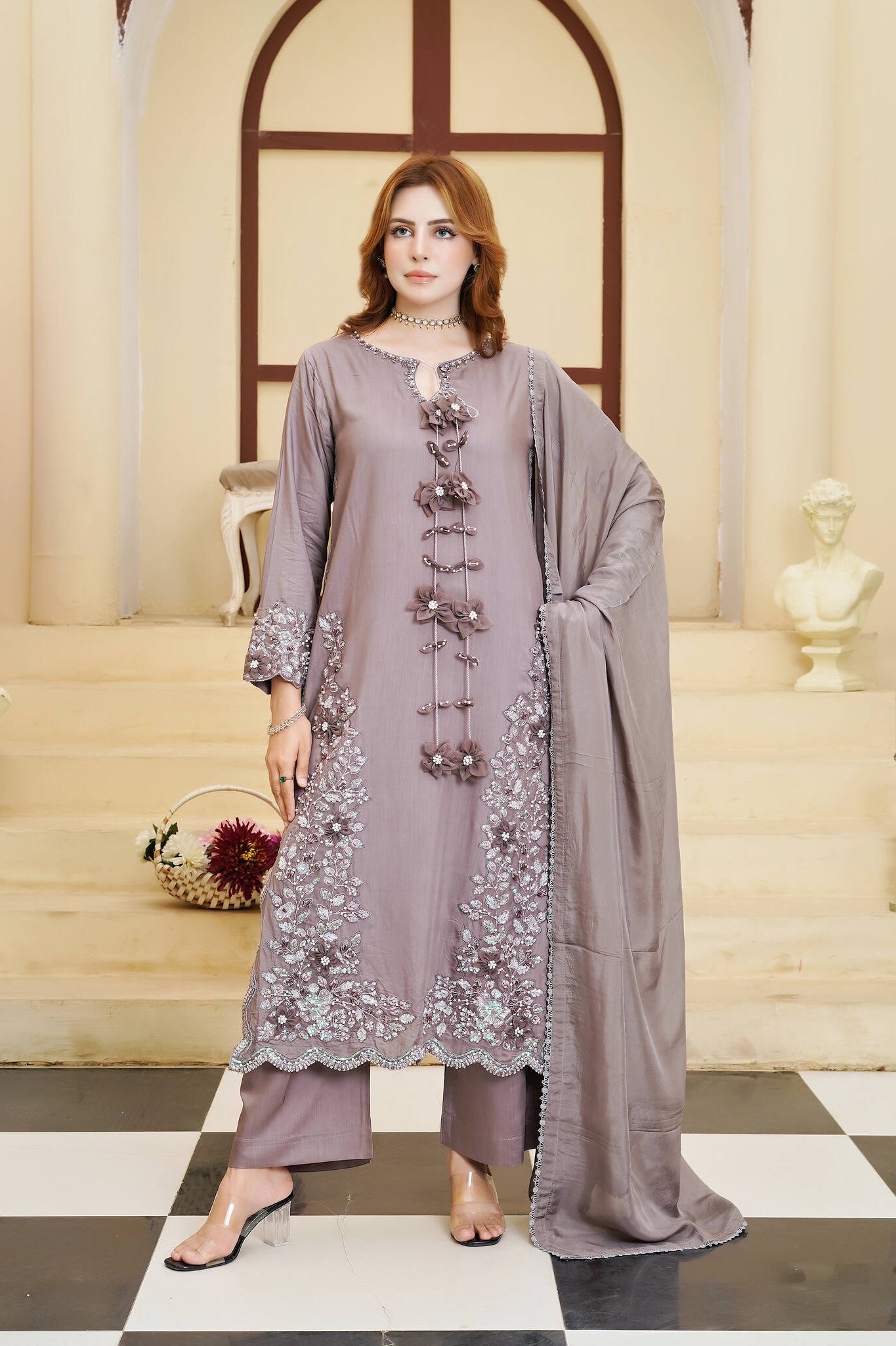 Abeera - Embroidered Viscose 3pc Suit