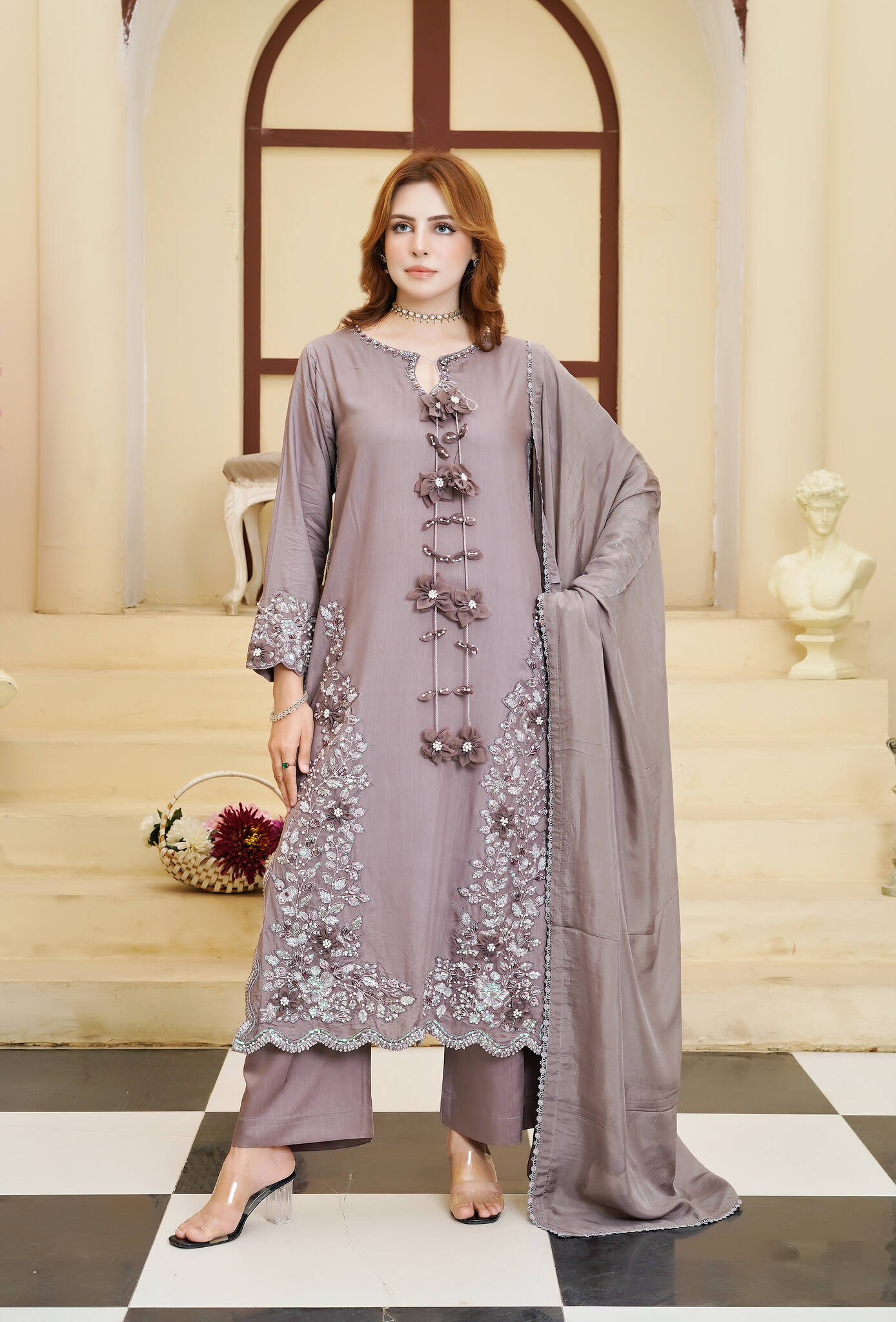 Abeera - Embroidered Viscose 3pc Suit