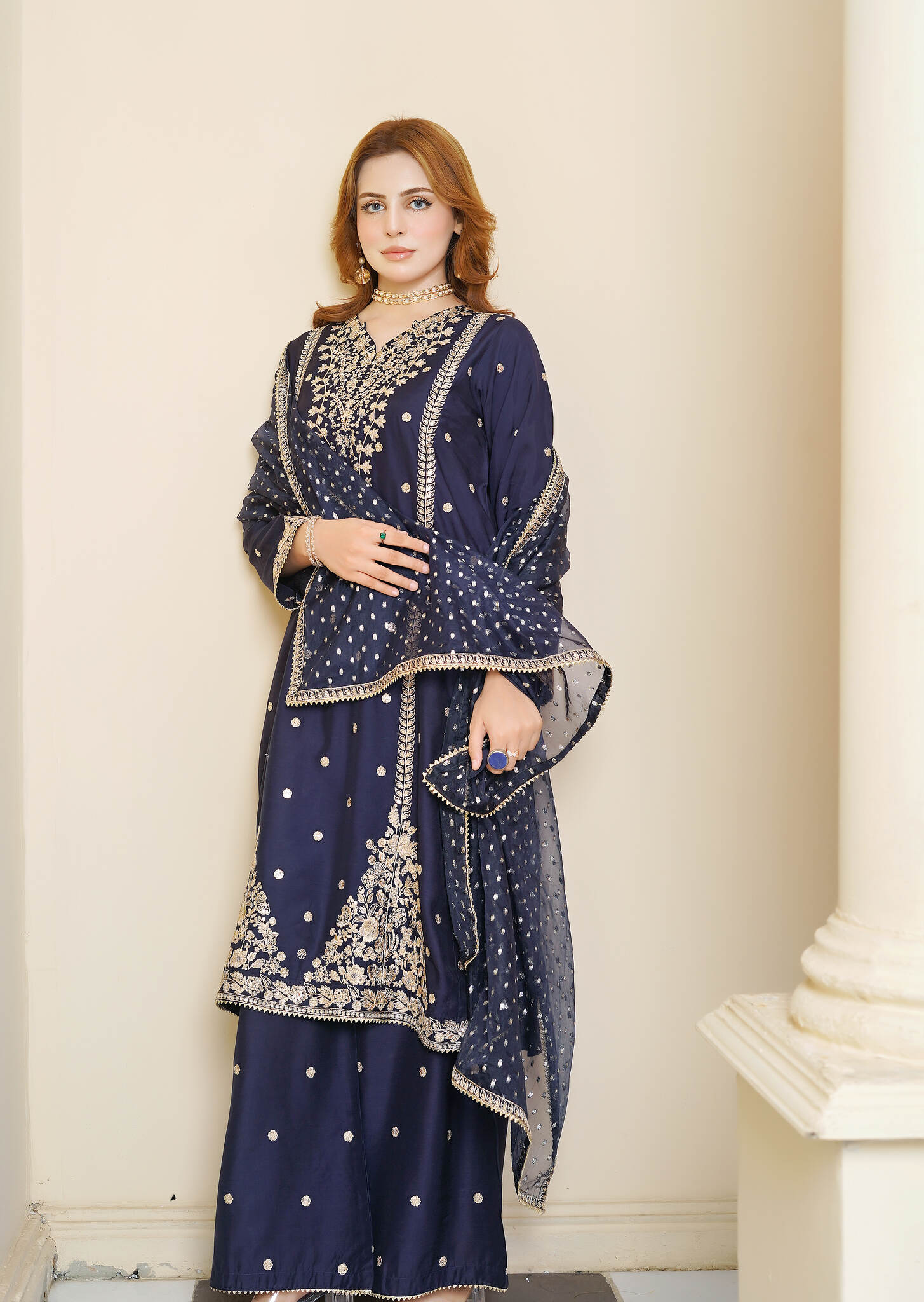 Zaryab - Embroidered Viscose 3pc Suit
