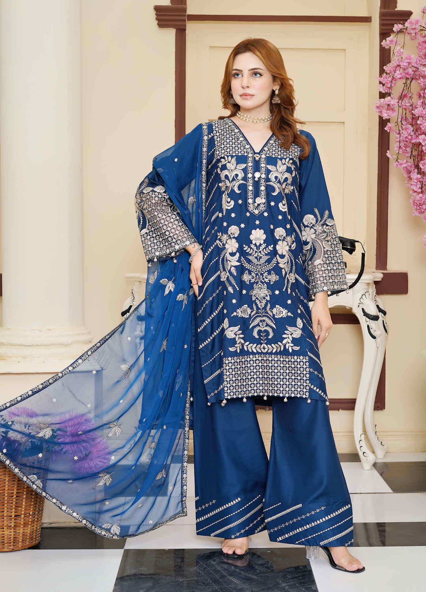 Alina - Embroidered Viscose 3pc Suit