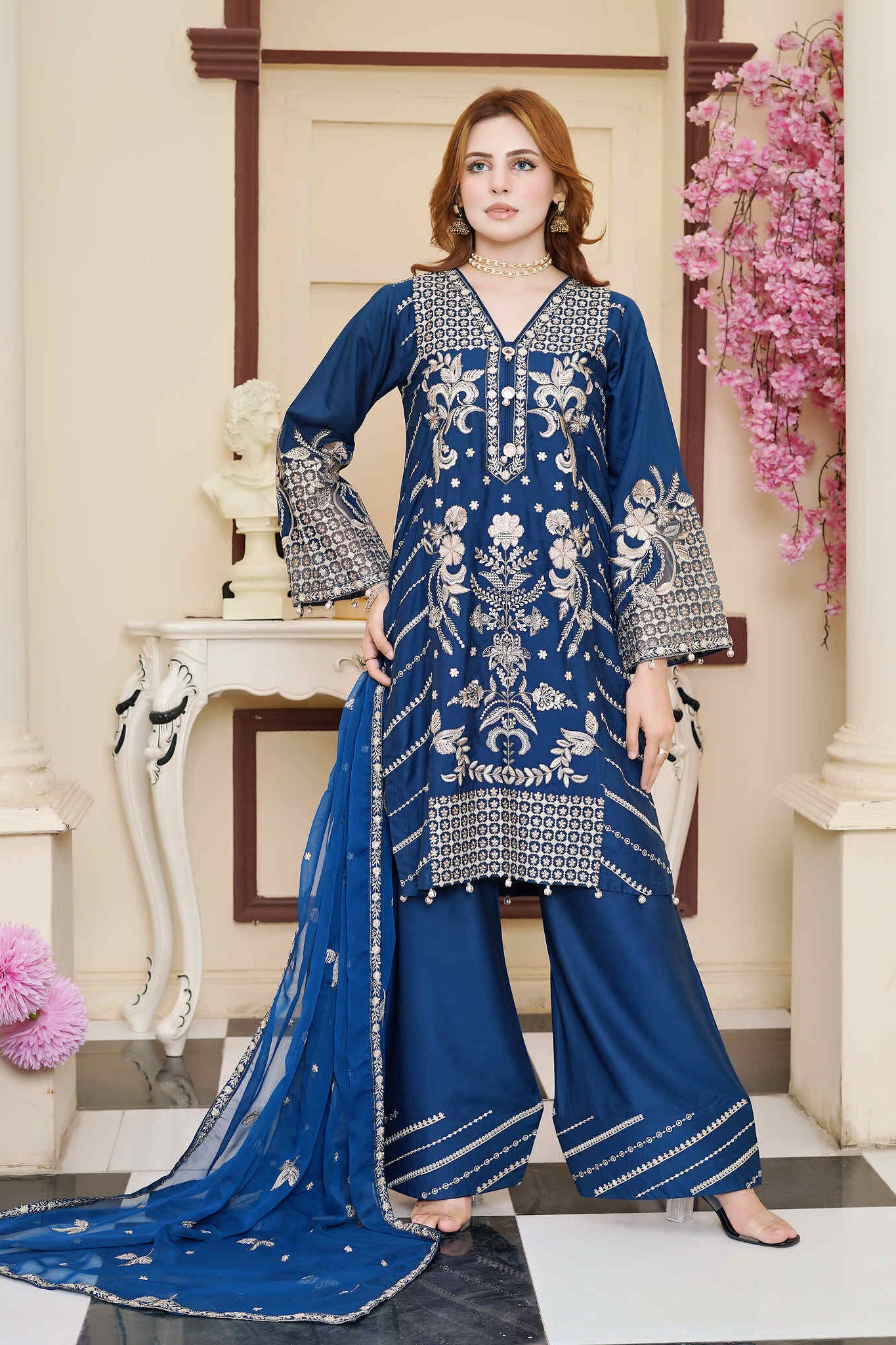 Alina - Embroidered Viscose 3pc Suit