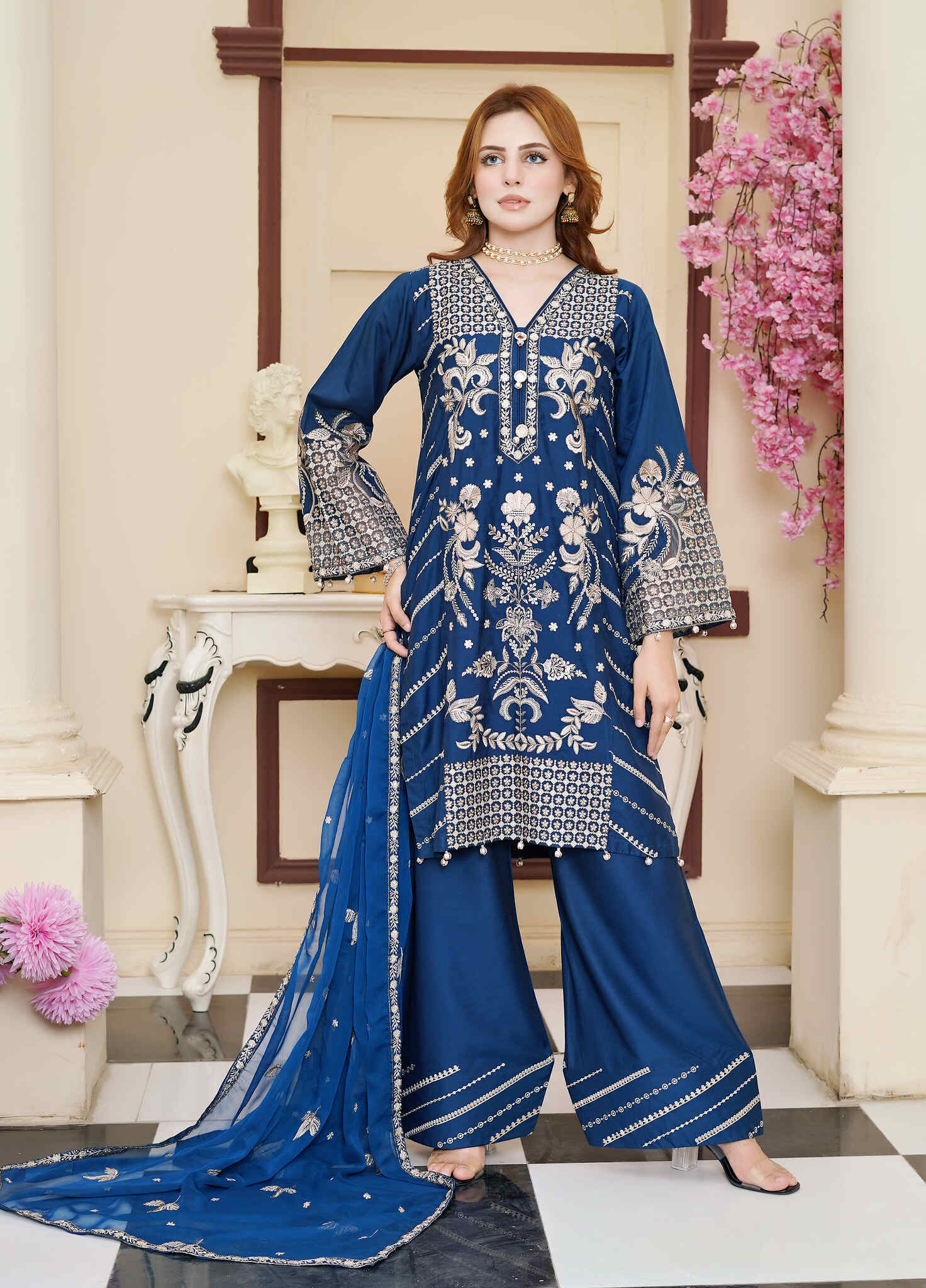 Alina - Embroidered Viscose 3pc Suit