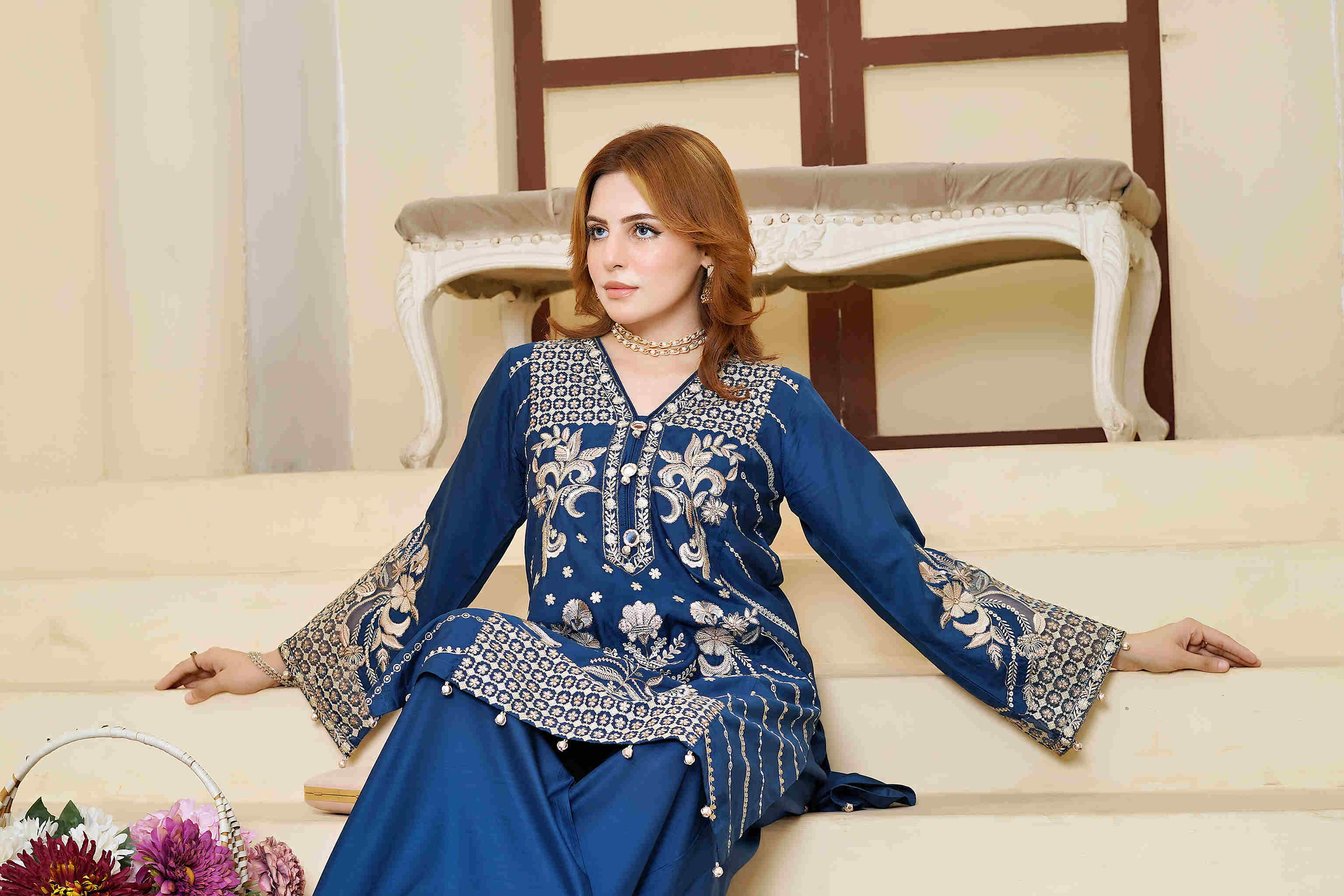 Alina - Embroidered Viscose 3pc Suit