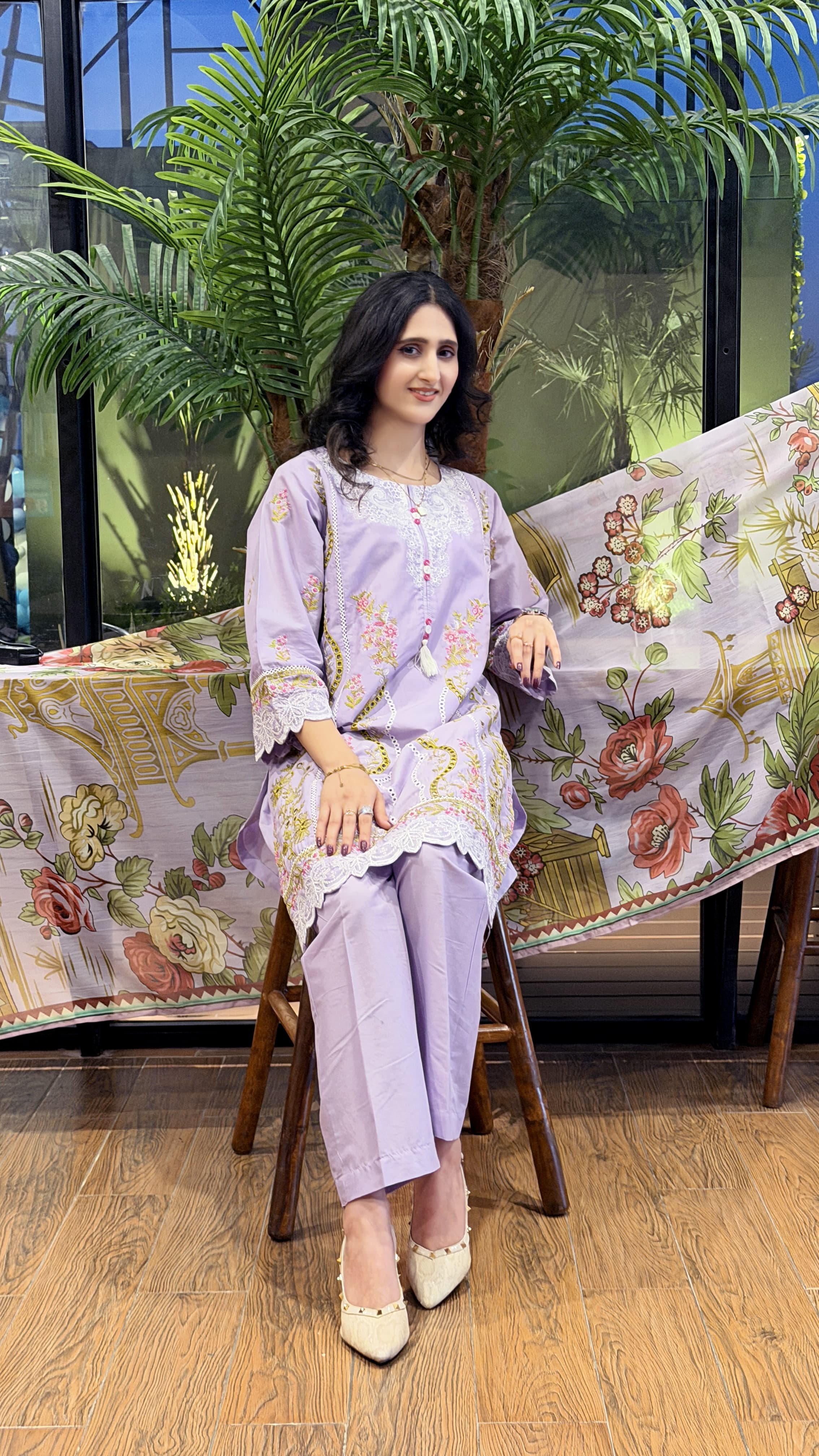 Lilac Embroidered 3 Piece Suit