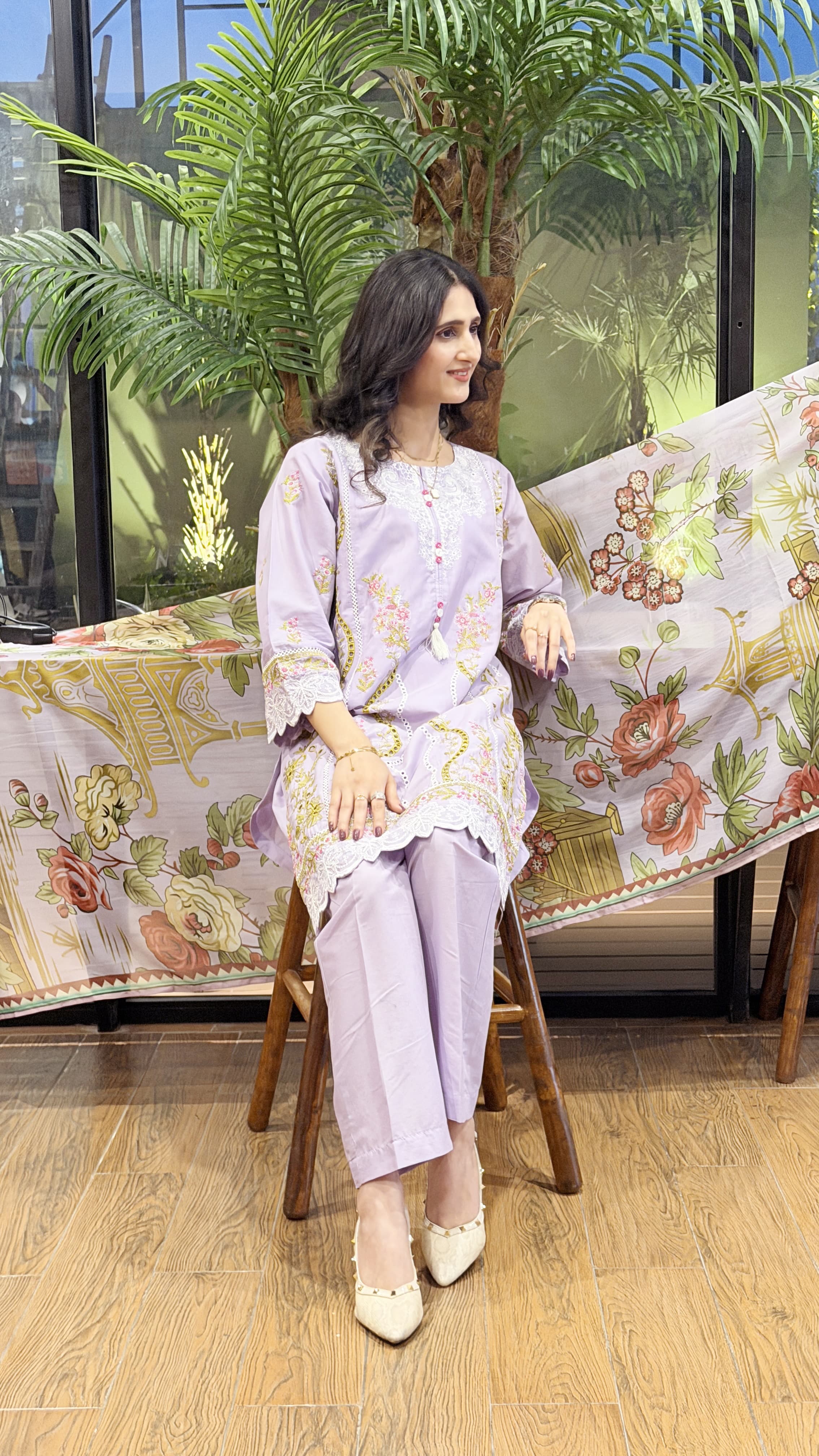 Lilac Embroidered 3 Piece Suit