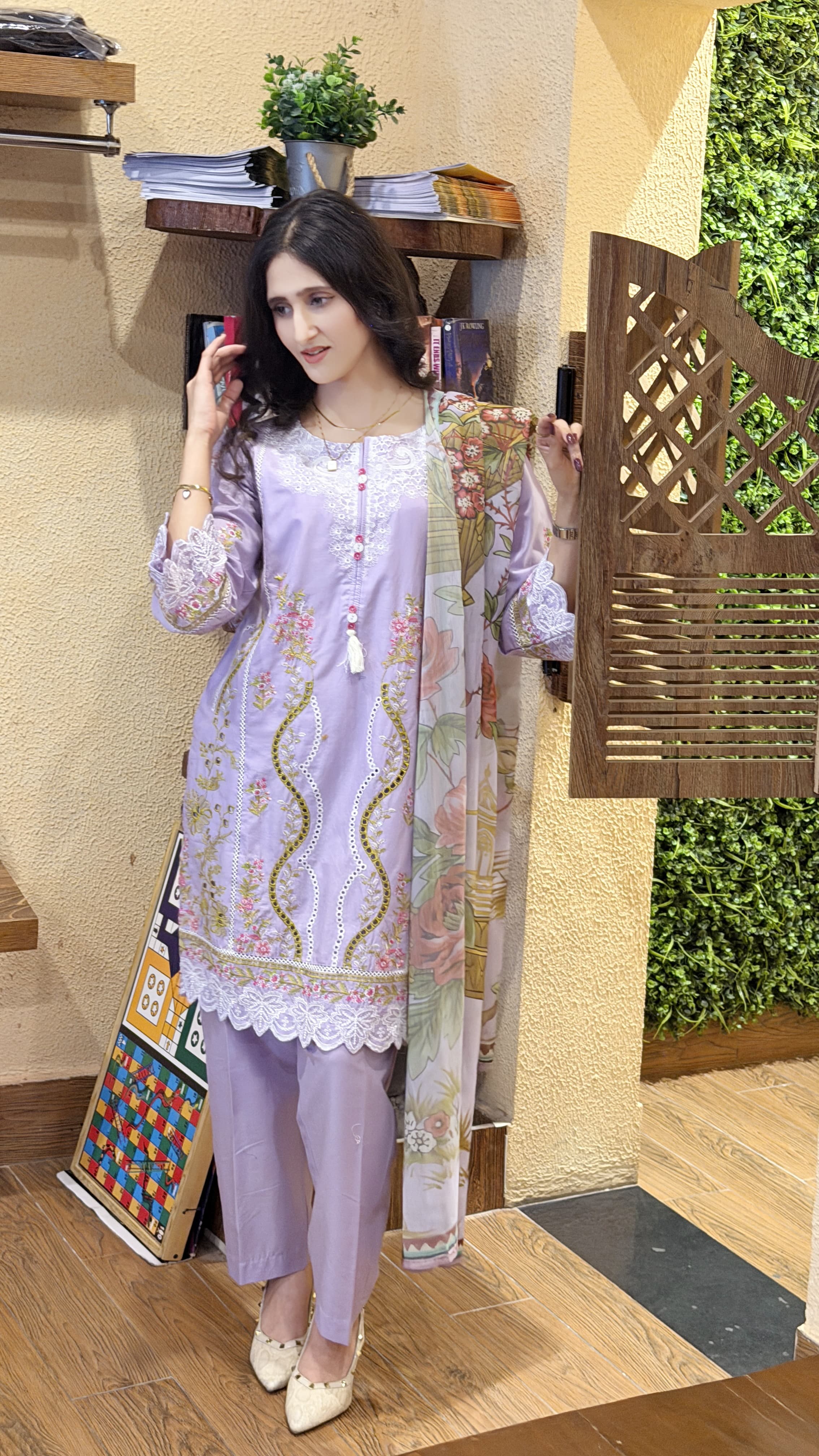 Lilac Embroidered 3 Piece Suit