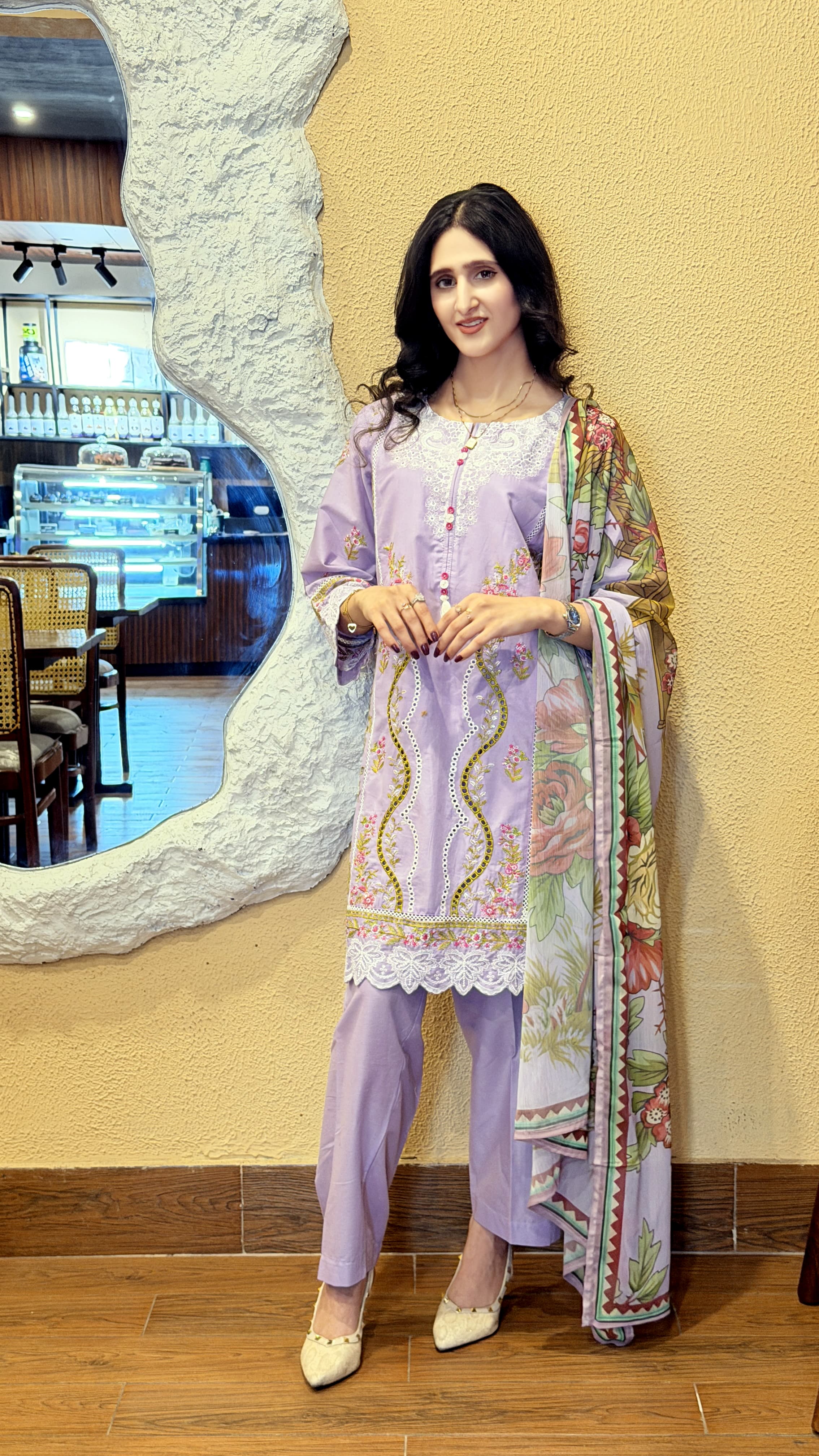 Lilac Embroidered 3 Piece Suit